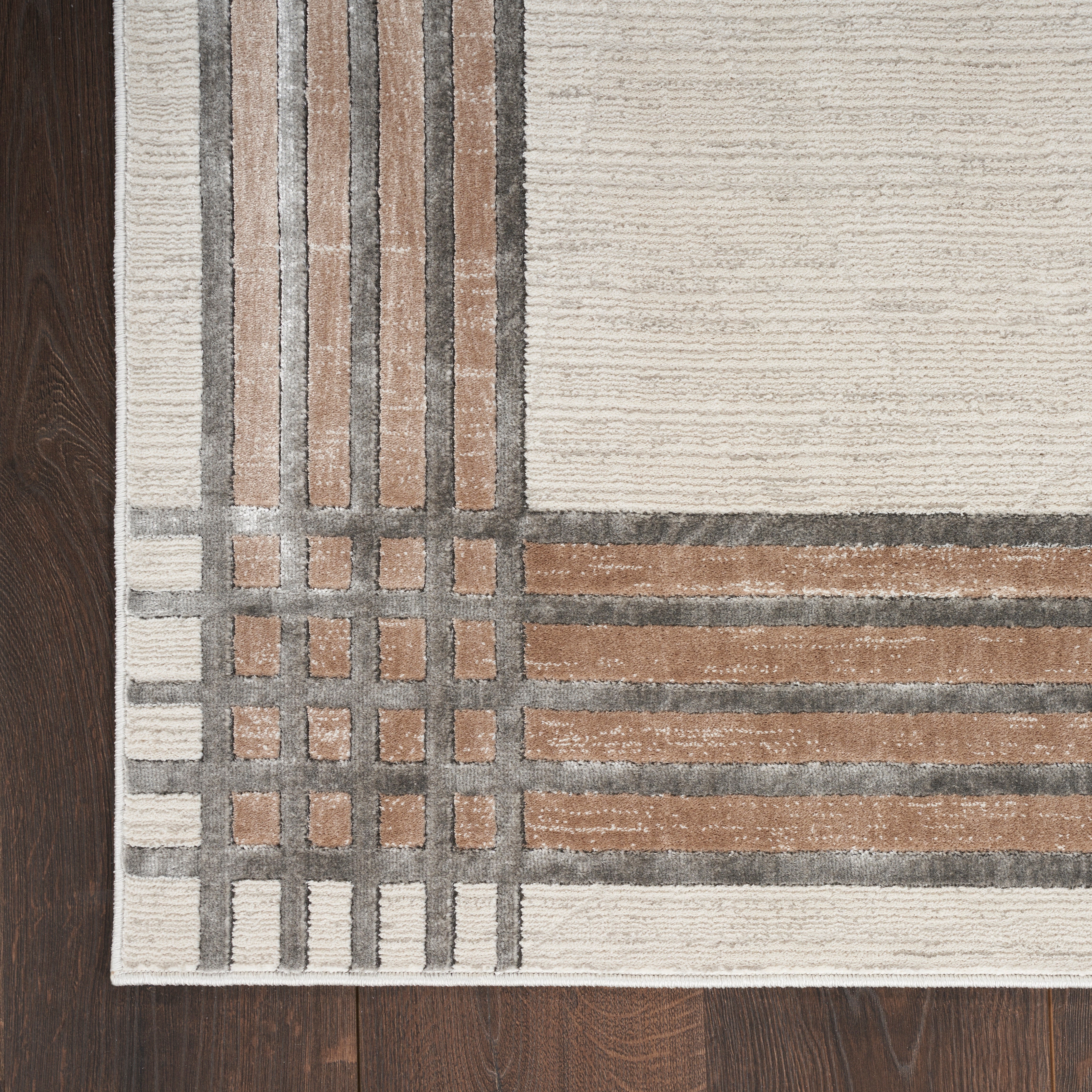 Nourison Desire DSR01 Ivory/Silver Brown Large Rectangle Rug